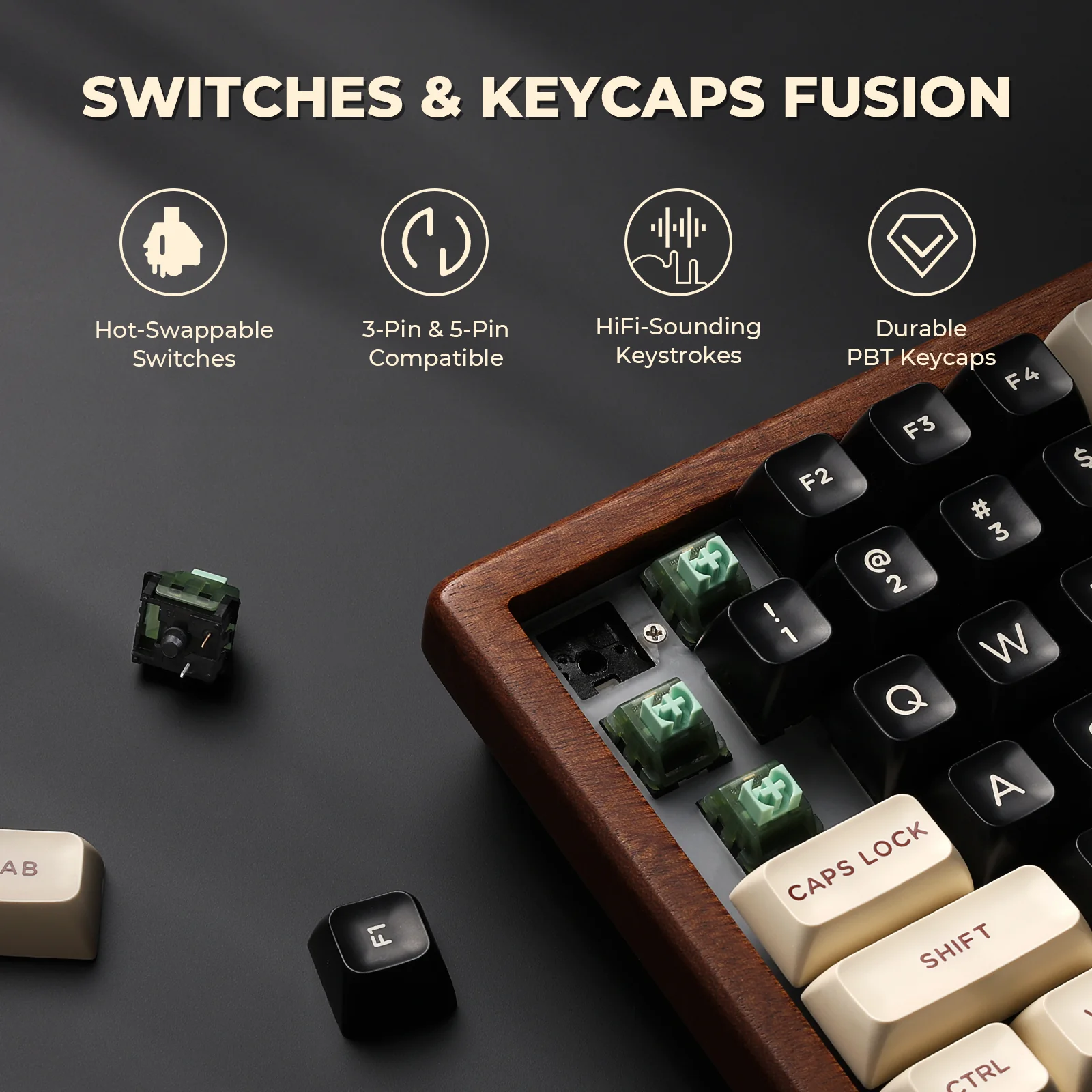 WK84 Wired Wooden Mechanical Keyboard - Image 3